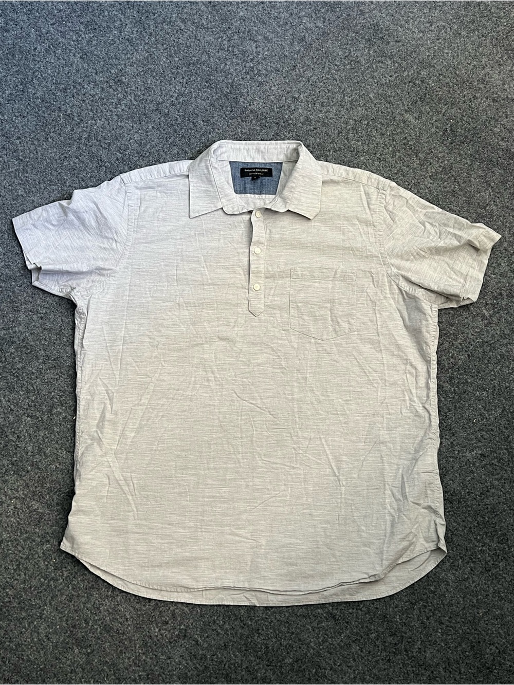 Banana Republic Men’s Light Gray Short Sleeve Polo Shirt, 100% Cotton, XL